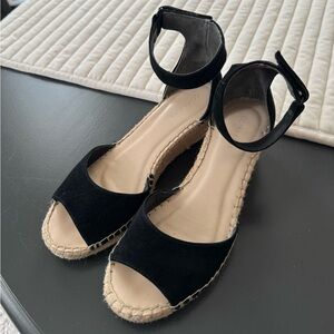 Black Espadrille Ankle-Strap Wedges - Women